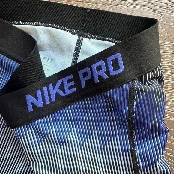 Nike Dri Fit Pro Cropped Leggings Active Performance Womens sz M Blue - Picture 4 of 5